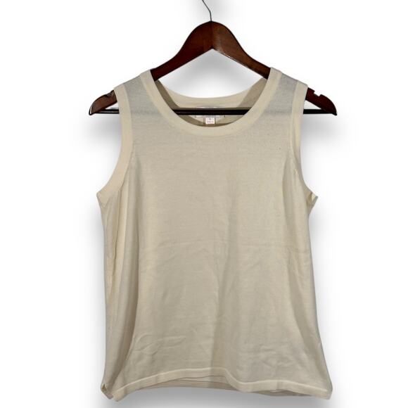 Belle by Kim Gravel Knit Tank High Neck Cream Modern Minimalist Summer Size M - Picture 3 of 8